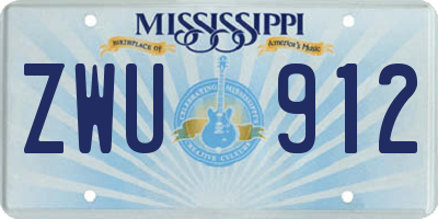 MS license plate ZWU912