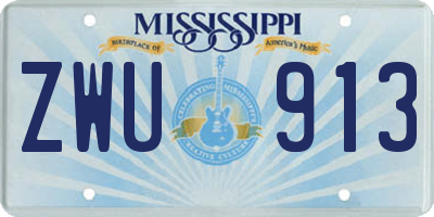 MS license plate ZWU913