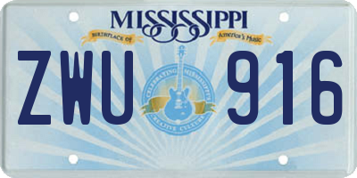 MS license plate ZWU916