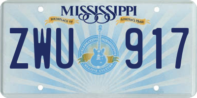 MS license plate ZWU917
