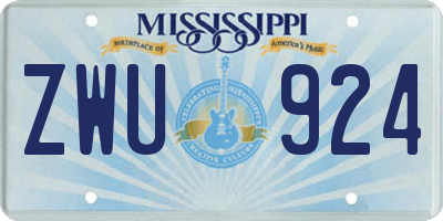 MS license plate ZWU924