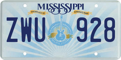 MS license plate ZWU928