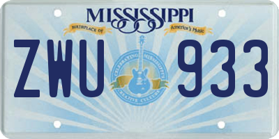 MS license plate ZWU933