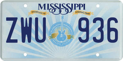MS license plate ZWU936