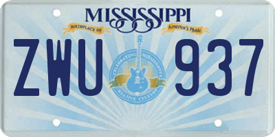 MS license plate ZWU937