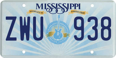 MS license plate ZWU938