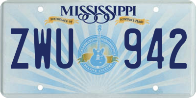 MS license plate ZWU942