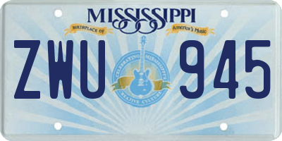 MS license plate ZWU945