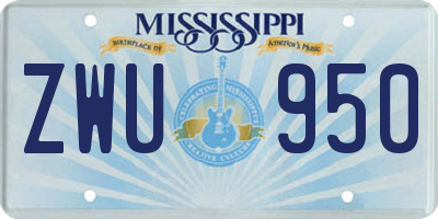 MS license plate ZWU950