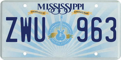 MS license plate ZWU963