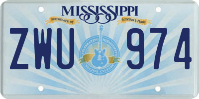 MS license plate ZWU974