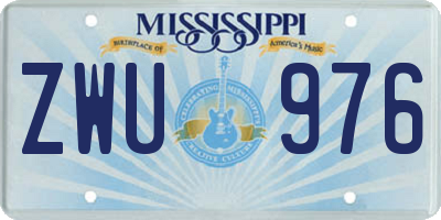MS license plate ZWU976