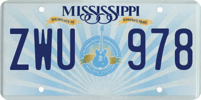 MS license plate ZWU978