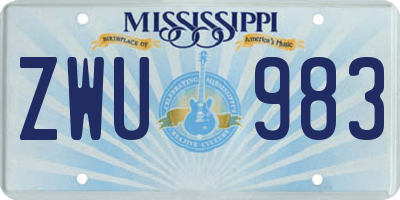 MS license plate ZWU983