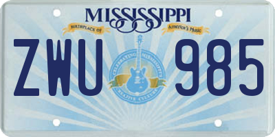 MS license plate ZWU985