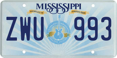 MS license plate ZWU993