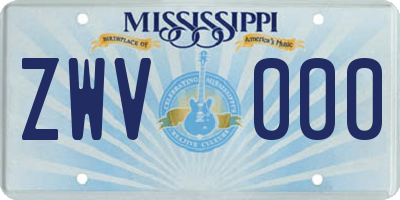 MS license plate ZWV000