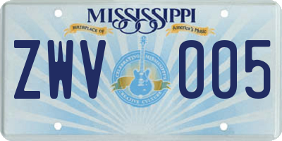 MS license plate ZWV005