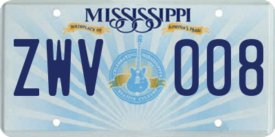 MS license plate ZWV008