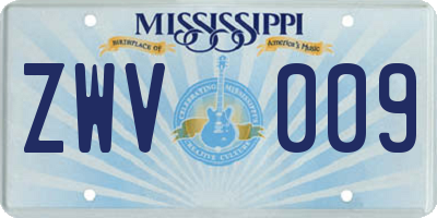 MS license plate ZWV009