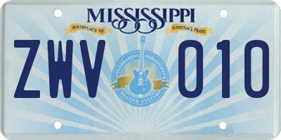MS license plate ZWV010