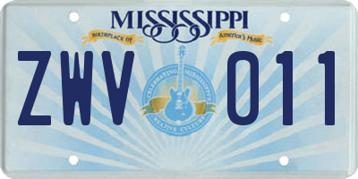 MS license plate ZWV011