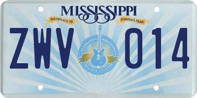 MS license plate ZWV014
