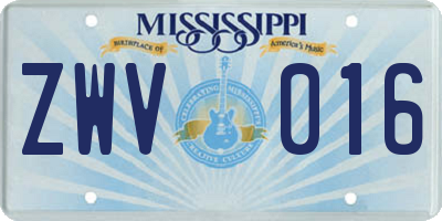 MS license plate ZWV016
