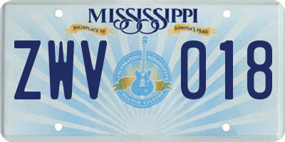 MS license plate ZWV018