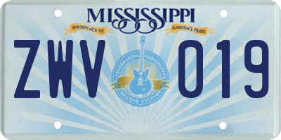 MS license plate ZWV019