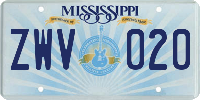MS license plate ZWV020