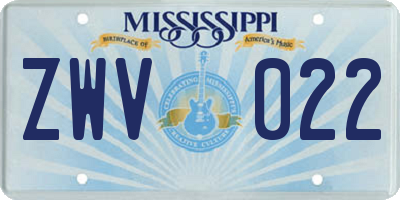 MS license plate ZWV022