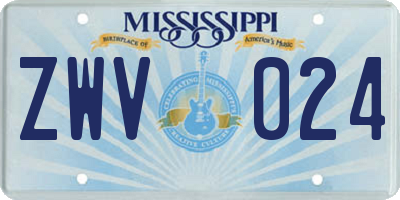 MS license plate ZWV024