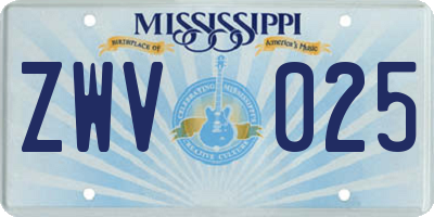MS license plate ZWV025