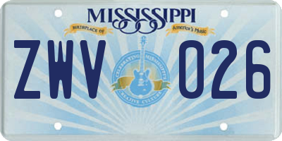 MS license plate ZWV026