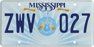 MS license plate ZWV027
