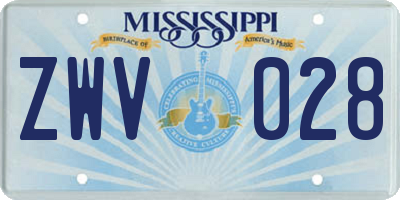 MS license plate ZWV028