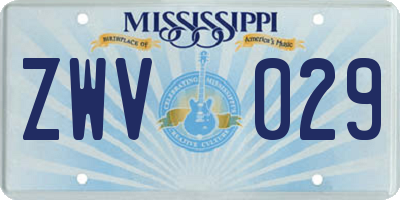 MS license plate ZWV029