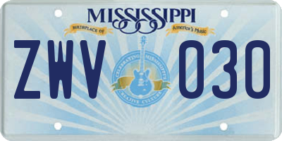 MS license plate ZWV030