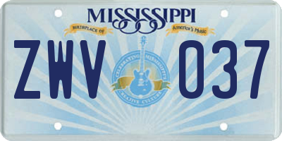 MS license plate ZWV037