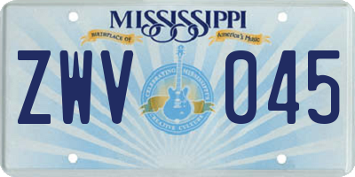 MS license plate ZWV045