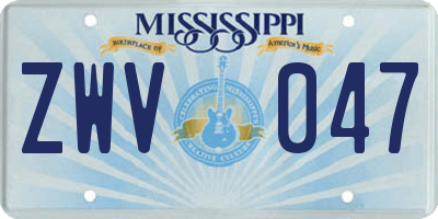 MS license plate ZWV047