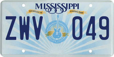 MS license plate ZWV049