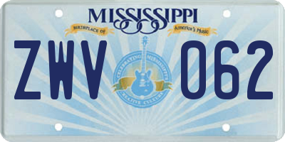 MS license plate ZWV062