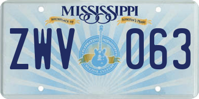MS license plate ZWV063