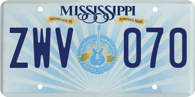 MS license plate ZWV070
