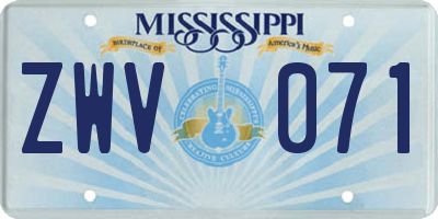 MS license plate ZWV071