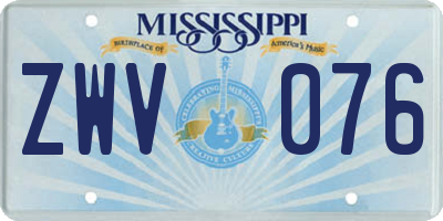 MS license plate ZWV076
