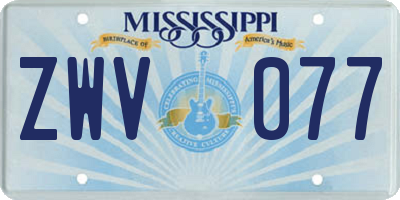 MS license plate ZWV077