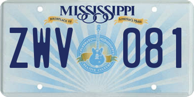 MS license plate ZWV081
